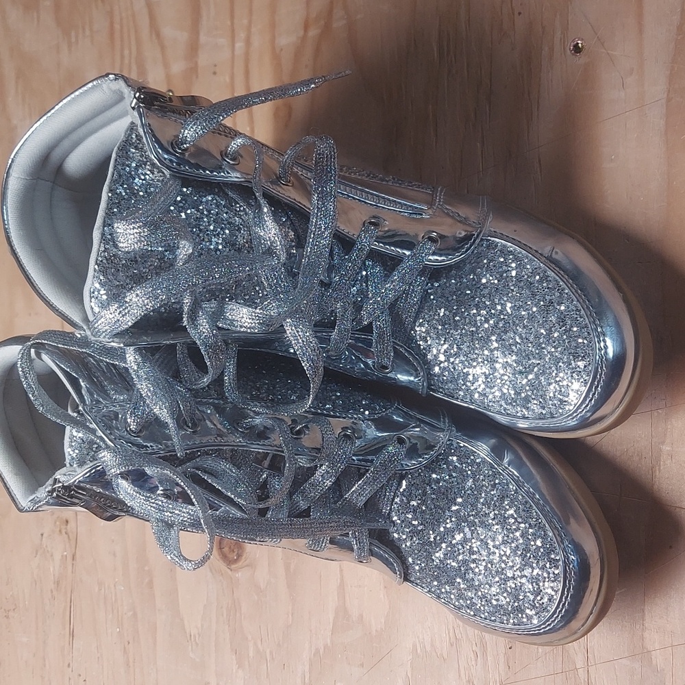 Bright silver sparkly shoes